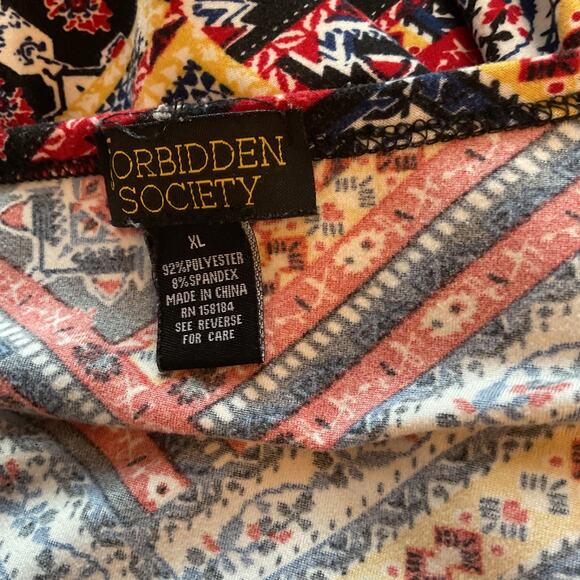 Forbidden City Multocolor Chevron Print V Neck Long Sleeve Top XL - Picture 4 of 6